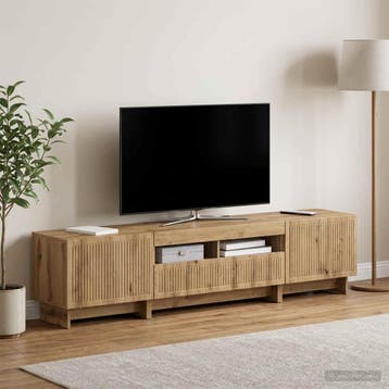 vidaXL 5-delige LED TV-kast Artisanaal eiken Bewerkt hout, Minder dan 50 cm, Verzenden, Nieuw, Minder dan 100 cm