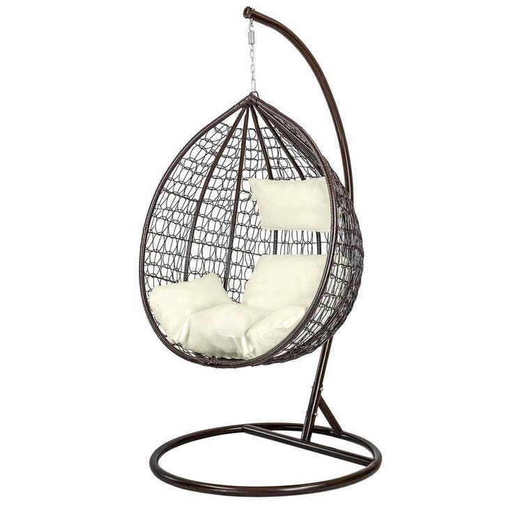 Lounge Hangstoel Staal | Incl. Kussens | Laatste Stuks!, Huis en Inrichting, Stoelen, Eén, Bruin, Nieuw, Metaal, Ophalen of Verzenden