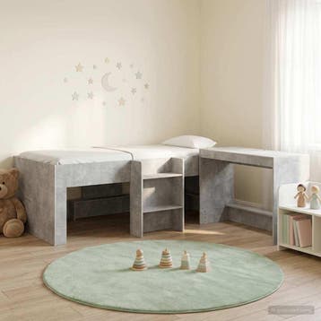 vidaXL Hoge Bed Frame met Bureau voor Kinderen 2 st, Verzenden, Nieuw, Grijs, Hout