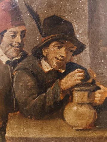 Escuela Barroco Francesa (XVII) - Dos amigos y una Jarra, Antiek en Kunst
