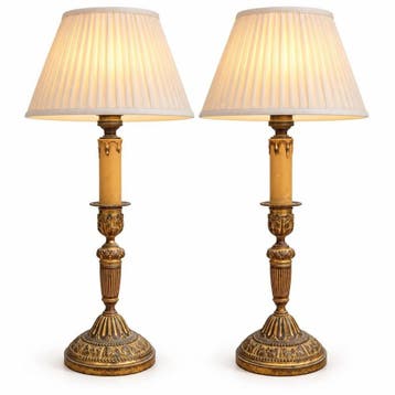 Paar Franse bronzen kandelaarlampen, Louis XVI stijl, Ophalen of Verzenden, Gebruikt