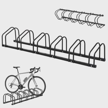 HOMCOM Fietsenrek voor 6 Fietsen - Zwart Stalen Parkeerrek v, Verzenden, Nieuw