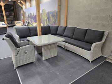 Showroommodel Bilbao hoek dining loungeset 7-delig wit grijs, Tuin en Terras, Ophalen of Verzenden, Nieuw