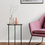 Bijzettafel - Livion Pado Hoog - Rond - 41cm - Zwart/Zilver, Ophalen of Verzenden, Nieuw, Overige materialen