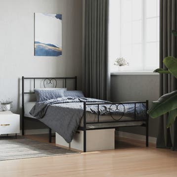 vidaXL Bedframe met hoofd- en voeteneinde metaal zwart, Huis en Inrichting, 90 cm, Eenpersoons, Verzenden, Zwart