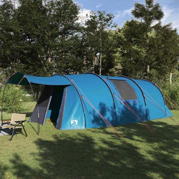 vidaXL Tunnel Tent 4-Person 4-persoons Blauw en Grijs, Verzenden, Nieuw, Tot en met 2
