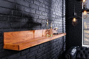 Massieve wandplank MAKASSAR 110 cm bruin sheeshamhout en, Huis en Inrichting, Ophalen of Verzenden, Nieuw