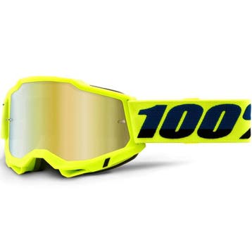 Crossbril 100% Accuri Fluo Geel met spiegellens, Verzenden, Nieuw met kaartje, Motorcrosskleding, 100%