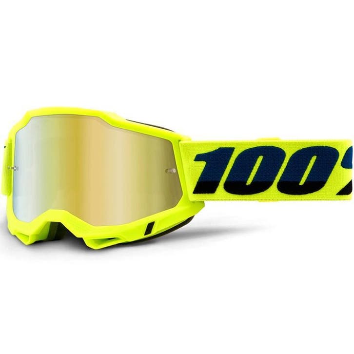 Crossbril 100% Accuri Fluo Geel met spiegellens, Motoren, Kleding | Motorkleding, Nieuw met kaartje, Motorcrosskleding, Verzenden