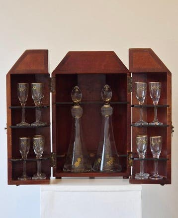 Drankkast - Hout, Glas - Zeldzame likeurkelder