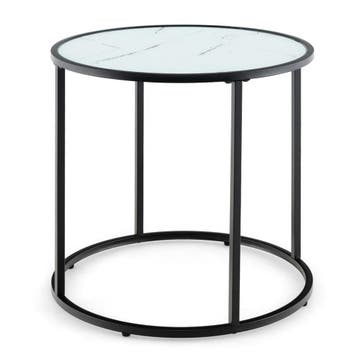 2dekans | Coast Ronde Glazen Bijzettafel met Marmerlook Blad, Huis en Inrichting, Tafels | Bijzettafels, Ophalen of Verzenden