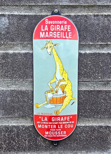 Emaille deurpost Savonnerie La Girafe Marseille, Verzenden, Nieuw