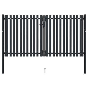 vidaXL Dubbele poort met deur staal 300x175 cm antraciet, Verzenden, Nieuw