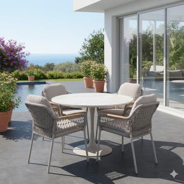 Monza Flair dining tuinstet 5-delig latte 120xH75cm, Ophalen of Verzenden, Nieuw