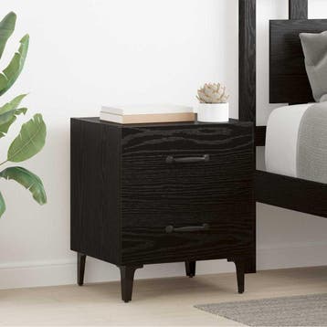 vidaXL Bed kast 2 st Zwart Eiken 40 x 35 x 47,5 cm Bewerkt, Minder dan 45 cm, Verzenden, Nieuw, Minder dan 55 cm