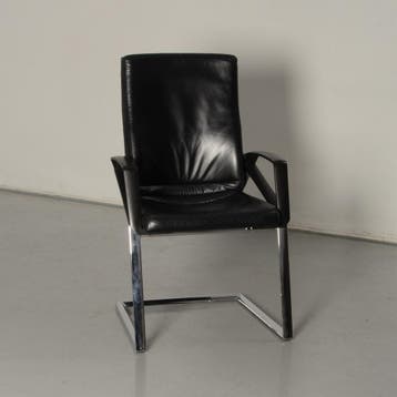 Sitag vergaderstoel, zwart leder, slede frame, Ophalen of Verzenden, Nieuw