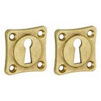 Set van twee sleutelplaatjes vierkant 38 mm messing antiek, Verzenden, Nieuw