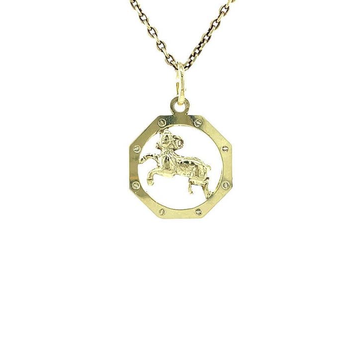 Gouden hanger sterrenbeeld Ram 14 karaat, Sieraden, Tassen en Uiterlijk, Kettinghangers, Goud, Zo goed als nieuw, Verzenden