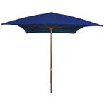 vidaXL Parasol met houten paal 200x300 cm blauw, Verzenden, Nieuw, 2 tot 3 meter