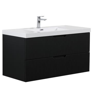 Badkamermeubel Set Thermis 100cm Zwart Badmeubel, Huis en Inrichting, Badkamer | Badkamermeubels, Verzenden, Nieuw, Wastafelkast