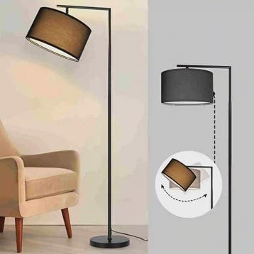 Moderne Zwarte Boog Vloerlamp met Stoffen Kap - E27 Fitting, Huis en Inrichting, Lampen | Vloerlampen, Verzenden, Nieuw