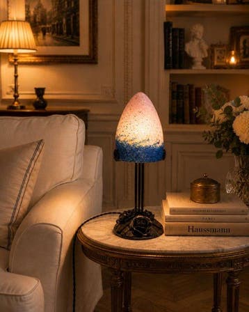 Art de France - Lamp - Ovale lamp op een bloemig onderstel -