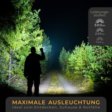Zaklamp LED - Oplaadbaar - 500 Lumen - Zwart - Lichtmeister, Tuin en Terras, Verzenden, Zo goed als nieuw
