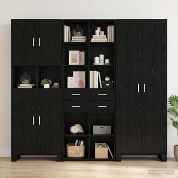 vidaXL Boekenkast Zwart eiken 30 x 42.4 x 185.2 cm, Minder dan 50 cm, Verzenden, Nieuw, Minder dan 100 cm