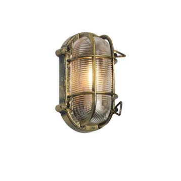 Buiten wand- en plafondlamp antiek goud ovaal IP44 - Noutica, Verzenden, Nieuw, Aluminium