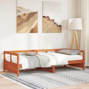 vidaXL Slaapbank zonder matras 90x200 cm massief grenenhout, 90 cm, Eenpersoons, Bruin, Verzenden