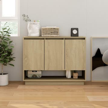 vidaXL Dressoir 97x31x75 cm bewerkt hout sonoma eikenkleurig, Verzenden, Nieuw, 50 tot 100 cm, 25 tot 50 cm