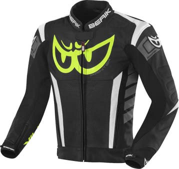 Berik Zakura Zwart Wit Geel Grijs Leren Motorjas, Motoren, Kleding | Motorkleding, Nieuw met kaartje, Jas | leer, Berik, Heren