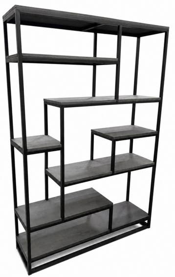 Roomdivider industrieel ongelijke vakken zwart 125 x 195cm, Ophalen of Verzenden, Nieuw
