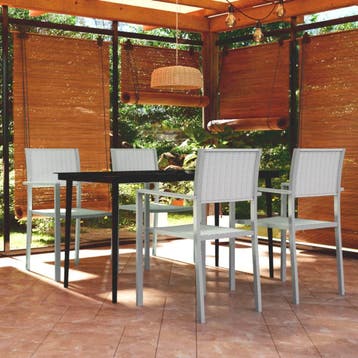 vidaXL 5-delige Tuinset wit, 4 zitplaatsen, Verzenden, Textileen, Nieuw