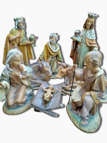E. Simonelli - Kerststal - Set van 8 beeldjes - 30 cm (8) -