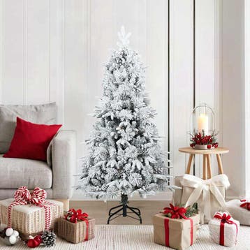 vidaXL Kunst Kerstboom met Geveerde Takken, Sneeuw Bedekt, Verzenden, Nieuw