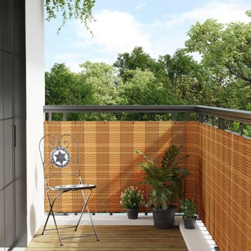 vidaXL Balkonscherm 600x80 cm poly rattan lichtbruin, Verzenden, Nieuw