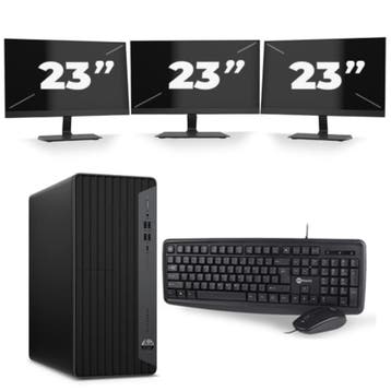 HP EliteDesk 800 G6  -   i7-10e  - 16GB  - 256GB  + 3x 23 in, Qwerty, Verzenden, Refurbished, HP