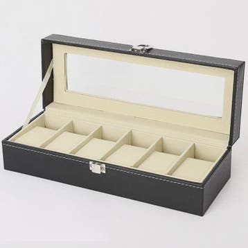 Luxe PU Leder Horlogedoos met Glazen Deksel - 6 Vakken, Verzenden, Nieuw