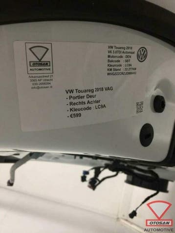 vw touareg 2018 portier deur rechts achter lc9a, Ophalen, Gebruikt, Rechts, Volkswagen