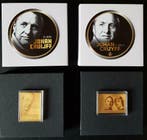 Set van 2 Gouden 24 karaats Postzegels Johan Cruijff, 75e Ge, Verzenden, Na 1940, Postfris