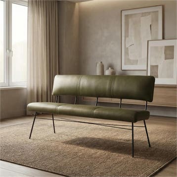 Leren eetkamerbank Solid - Granada Moss (olijf/groen) -, Ophalen of Verzenden, Nieuw, Leer