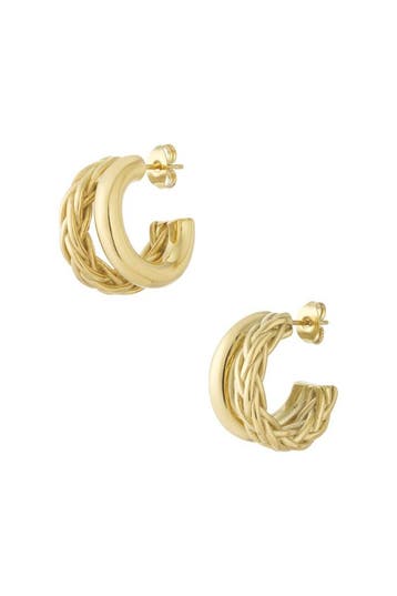 Goudlief Small double braided hoops earrings (Creolen), Verzenden, Nieuw, Zilver, Overige materialen