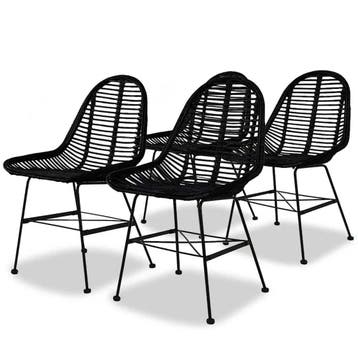 vidaXL Eetkamerstoelen 4 st natuurlijk rattan zwart, Verzenden, Nieuw, Zwart