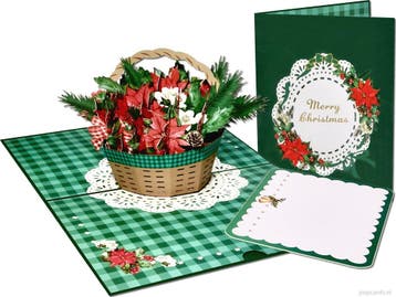 Kerstkaart versierd Kerststuk - Kerstmand pop-up kaart, Verzenden, Nieuw