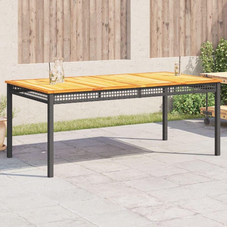 vidaXL Tuintafel 180x90x75 cm poly rattan en acaciahout, Tuin en Terras, Tuintafels, Nieuw, Verzenden