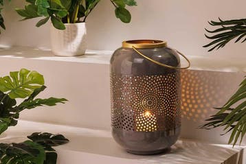Decoratieve lantaarn CANDLELIGHT 30cm grijs metaal, Ophalen of Verzenden, Nieuw