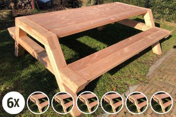 Rockwood® 6x Picknicktafel Douglas Big Foot 2.50m, Ophalen of Verzenden, Nieuw, Rechthoekig, Hout