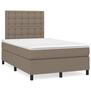 vidaXL Boxspring met matras stof taupe 120x190 cm, Verzenden, Nieuw, 190 cm of minder, Twijfelaar