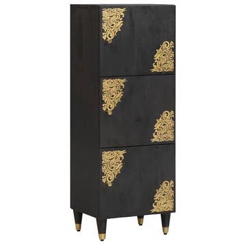 vidaXL Hoge kast met plank Zwart 40 x 33 x 110 cm Massief, Huis en Inrichting, Verzenden, Nieuw